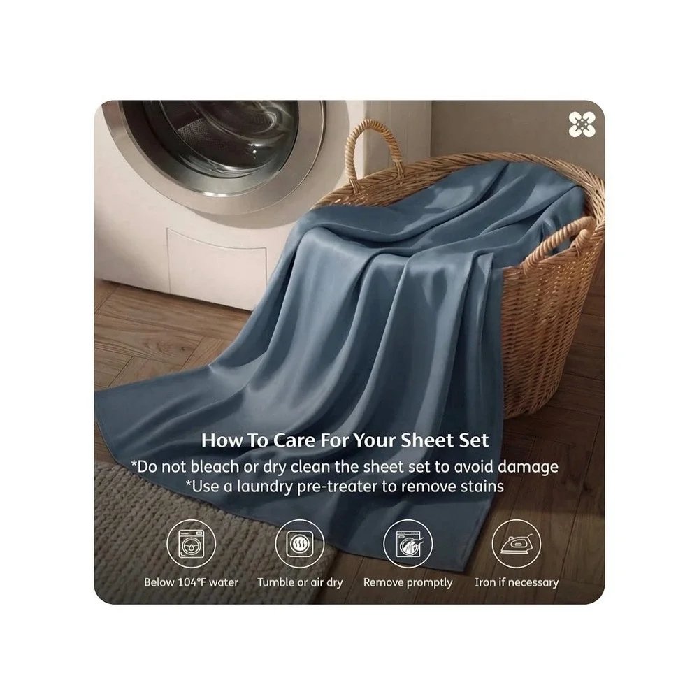 Bedsure Cooling Sheet Set, Rayon Derived from Bamboo, Soft, Blue/Turquoise, King